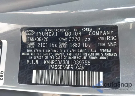 2020 Hyundai Venue Sel z USA, uszkodzony, nr VIN KMHRC8A38LU039756